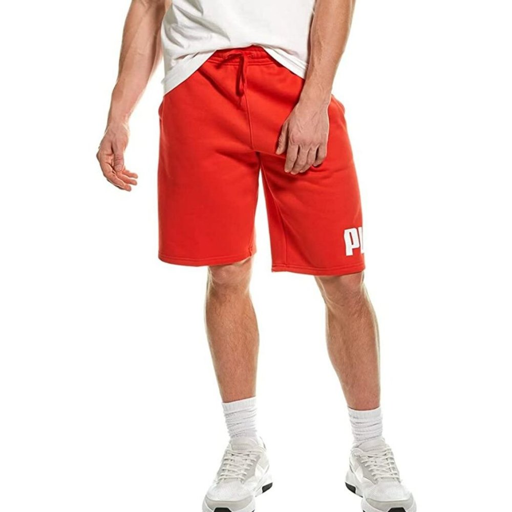 Puma Mens Big Fleece Logo Short Red Size Small